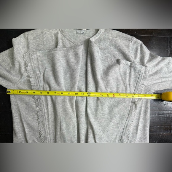 Vineyard Vines Heather Gray Open Front Fringe Cardigan Cashmere Blend Size XL - Picture 6 of 11